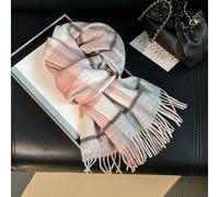(Pink and white grid, 190cm) Men's & Women's Pure Wool Scarf - New Autumn Winter Plaid Neckwear, Warm Versatile Gift Wrap