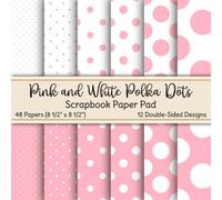 Pink and White Polka Dots Scrapbook Paper Pad: 48 Pages of Non-Perforated, Double-Sided, Decorative, 8.5" x 8.5" Paper for Scrapbooking, Collage, Junk ... Art, Decorating, and Other Craft Projects