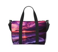 Pink Beach Sunset - Bolsa de viaje grande con estampado de puesta de sol, bolsa de hombro cruzada para fin de semana y viaje de negocios, ligera