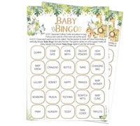 Pink Bee Juegos de bingo para baby shower, bingo, revelación de género, fiesta temática de safari, hasta 20 jugadores