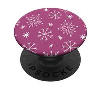 Pink Berry Snowflakes Pattern Winter Christmas Holidays Snow PopSockets PopGrip Adhesivo