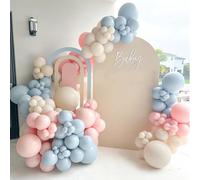 Pink Blue Balloons Arch Kit,128Pcs Pink and Blue Balloons Garland Kit with Gender Reveal Balloon Arch Garland Set,Sand White Balloon for Gender Reveal Decoration,Birthday Party,Baby Shower,Wedding