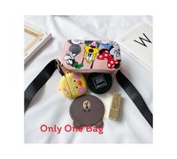 (Pink)Bolso Bandolera de Hombro Minnie Goofy Patrón de Dibujos Animados Niños Diario para