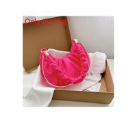 (Pink)Bolso de hombro retro color caramelo para axilas con correa de diseño de hombro arrugada