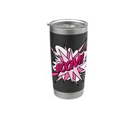 Pink Boom Comic Pop Art Moderno Divertido Diseño Retro Vaso térmico de acero inoxidable de doble pared