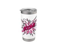 Pink Boom Comic Pop Art Moderno Divertido Diseño Retro Vaso térmico de acero inoxidable de doble pared