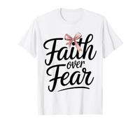 Pink Bow Faith Over Fear Christian Adolescente Chica Dios Buena Hermana Camiseta