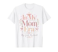 Pink Bow Mom Era Floral Día de la Madre Flor Diseño de Obra de Arte Camiseta
