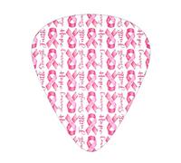 Pink Breast Cancer Awareness Paquete de 12 púas de guitarra, incluye calibres delgados, medianos y pesados 3 tamaños para púas acústicas eléctricas de guitarra