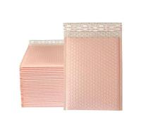 Pink Bubble Mailer 50 sobres para bolsas de envío, sobres acolchados para embalaje, sello, acolchado de regalo, morado y negro, rosa claro, 13 * 15cm