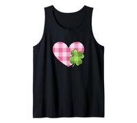 Pink Buffalo Plaid Heart For St. Paddys Day Green Shamrock Camiseta sin Mangas