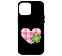 Pink Buffalo Plaid Heart For St. Paddys Day Green Shamrock Carcasa para iPhone 12 Pro MAX