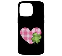 Pink Buffalo Plaid Heart For St. Paddys Day Green Shamrock Carcasa para iPhone 14 Pro MAX
