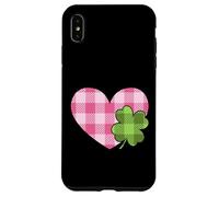 Pink Buffalo Plaid Heart For St. Paddys Day Green Shamrock Carcasa para iPhone XS MAX