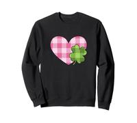 Pink Buffalo Plaid Heart For St. Paddys Day Green Shamrock Sudadera
