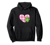 Pink Buffalo Plaid Heart For St. Paddys Day Green Shamrock Sudadera con Capucha