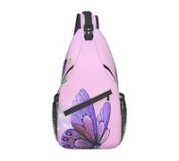 Pink Butterfly Jewel Dragonfly Crossbody Mochila Sling Bag Hombres Mujeres Senderismo Chest Pack Mochila