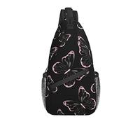Pink Butterfly Sling Bag Crossbody Sling Mochila Chest Bag Daypack Travel Senderismo Bolso de Hombro para Hombres y Mujeres
