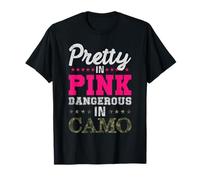 Pink Camo Hunting Deer & Pavo Mujer Niña Camiseta