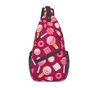 Pink Candy Sling Bag Mochila cruzada de viaje Mochila de pecho para hombres y mujeres, hombros izquierdo y derecho ajustables Senderismo Mochila informal