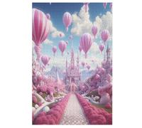 Pink Castillo Puzzles Adulto 1000 Pieces Regalo Familia Puzzle Clásico 3D Niños Juguete de Madera Regalo Único 78×53cm