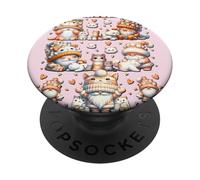 Pink Cat Accessories For Women And Girls With Cute Hearts PopSockets PopGrip Adhesivo