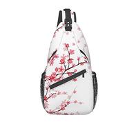 Pink Cherry Blossom Floral Sakura Sling Bag Mochila Cruzada, Bolsa de Pecho Ajustable Mochila de Hombro Informal Mochila de Viaje Senderismo Unisex