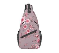 Pink Cherry Blossom Sling Bag Crossbody Mochila Acuarela Pintada a Mano Patrón sin Costuras con Hermosas Ramas florecientes Viajes Senderismo Mochila Estampado Floral Pecho Bolsa Bolsa de Hombro para