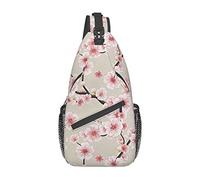 Pink Cherry Blossoms Pomeranians Puppies and Point Crossbody Bag, Sling Chest Cross Body Bag para Hombres y Mujeres, Utilizado para el Ocio y los Viajes