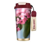 Pink Cherry Blossoms - Taza de café aislada con tapa, a prueba de fugas, para bebidas frías y calientes