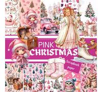 PINK CHRISTMAS SCRAPBOOK PAPER: This is a double sided craft paper, used in DIY junk journals, EPHEMERA,ORIGAMI, DECOUPAGE, MIXED MEDIA ART, Collage