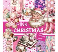 PINK CHRISTMAS SCRAPBOOK PAPER: This is a double sided craft paper, used in DIY junk journals, EPHEMERA, ORIGAMI, DECOUPAGE, MIXED MEDIA ART