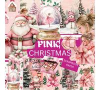 PINK CHRISTMAS SCRAPBOOK PAPER: This is used in DIY junk journals, Decoupage ,Ephemera, Origami