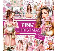 PINK CHRISTMAS SCRAPBOOK PAPER: This is used in DIY junk journals, Decoupage, Ephemera, Origami