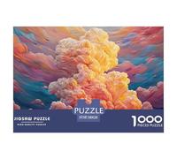 Pink Clouds A House 1000 Pcs Cartón Rompecabezas Cotton Candy Clouds Liberador De Estrés Juego Creativo Puzzle para Niños Pequeños 38x26cm/1000pcs