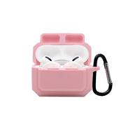 (Pink) Compatible For Apple AirPods Pro 3-in-1 Silicone Anti-Fall Case + Ear-Tip + Anti-Lost Carabiner Protection Set