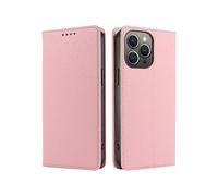 (Pink) Compatible For iPhone 13 Pro Case RFID Strong Magnetic Leather Wallet Phone Cover