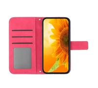 (Pink) Compatible For T-Mobile T Phone 3 / T-Mobile REVVL 8 Case Sunflower Imprint Leather Wallet Phone Cover with Wrist Strap