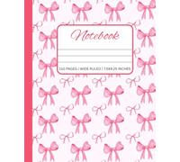 Pink Coquette Bow Notebook - Wide Ruled Composition Notebook: Aesthetic Softcover Journal with Cute Ribbon Design | 110 Lined Pages for Notes, School ... | Girly Pastel Style | 7.5 x 9.25 inches