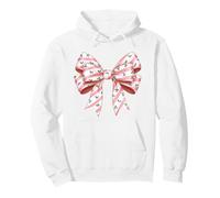 Pink Coquette Christmas Bow Candy Cane Rayas Girly Cute Sudadera con Capucha