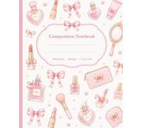 Pink Coquette Composition Notebook, Cute Aesthetic for Girls, Makeup Beauty, Girly School Notebook, Wide Ruled 7.5 x 9.25: Pretty Makeup & Bow Pattern ... for School, Journaling, and Everyday Writing