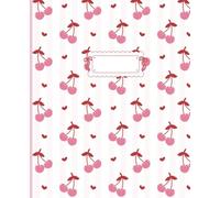 Pink Coquette Composition Notebook: Cute Cherry, Hearts and Pink and White Stripes Aesthetic Journal, 7.5 x 9.25, 120 wide ruled pages, for kids, teens, students and adults