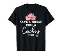 Pink Coquette Cowgirl Hat Save a Horse Ride a Cowboy Yeehaw Camiseta