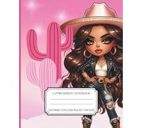 Pink Cowgirl Aesthetic Composition Notebook: Cute Preppy Western Journal for Teen Girls & Women | College Ruled 110 Lined Pages 7.5 x 9.25 | Chibi Cowgirl Hat & Cactus | Country Girl School Supplies