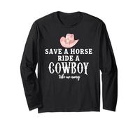 Pink Cowgirl Hat Save a Horse Ride a Cowboy Western Country Manga Larga