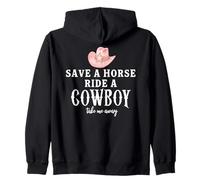 Pink Cowgirl Hat Save a Horse Ride a Cowboy Western Country Sudadera con Capucha