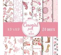 Pink Cowgirl Scrapbook Paper Pad - 8.5 x 8.5 in - 24 Double-Sided Patterned Sheets - Decorative Craft Paper for Card Making, Journaling, Planners, Origami, Decoupage, and Scrapbooking