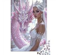 Pink Crystal Dragon Rompecabezas para Adultos Ice Queen Princess 1000 Piezas Papel Reciclado para Adultos Rompecabezas para Adultos Juego Educativo Y Desafiante 52x38cm/1000pcs