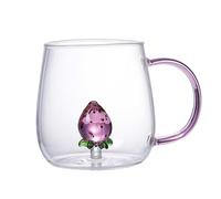 Pink Cups - Taza de café para mujer, recipiente multiusos para beber, taza de cactus transparente, taza de café y té, taza de vidrio de borosilicato con asa, forma 3D, regalo para amantes de