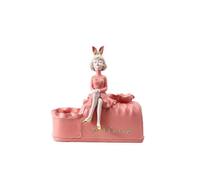 (pink) Cute bunny girl countertop decorative ornaments paper holder, resin napkin storage box living room children's room housewarming gift